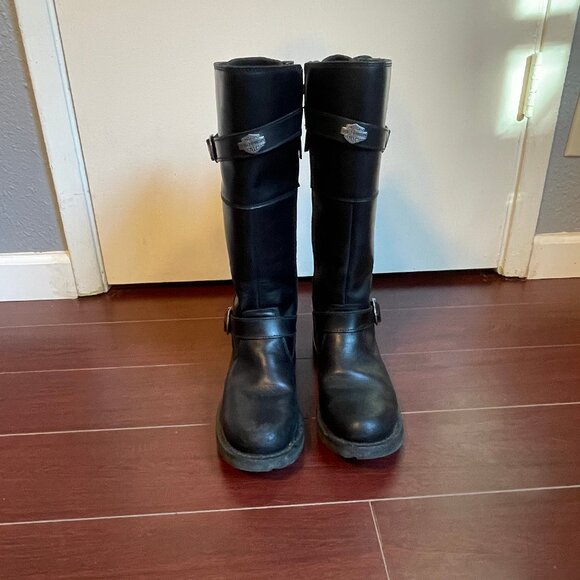 Harley Davidson Women's Kirtland Riding Boot - Black Knee High Leather - Picture 9 of 13